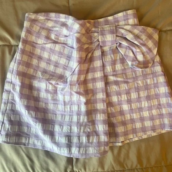 Zara Lavender Checkered Mini Skirt - Picture 1 of 5